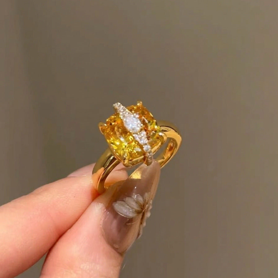 Women's Sugar Flash Color Treasure Big Fortune Rock Lucky Rings