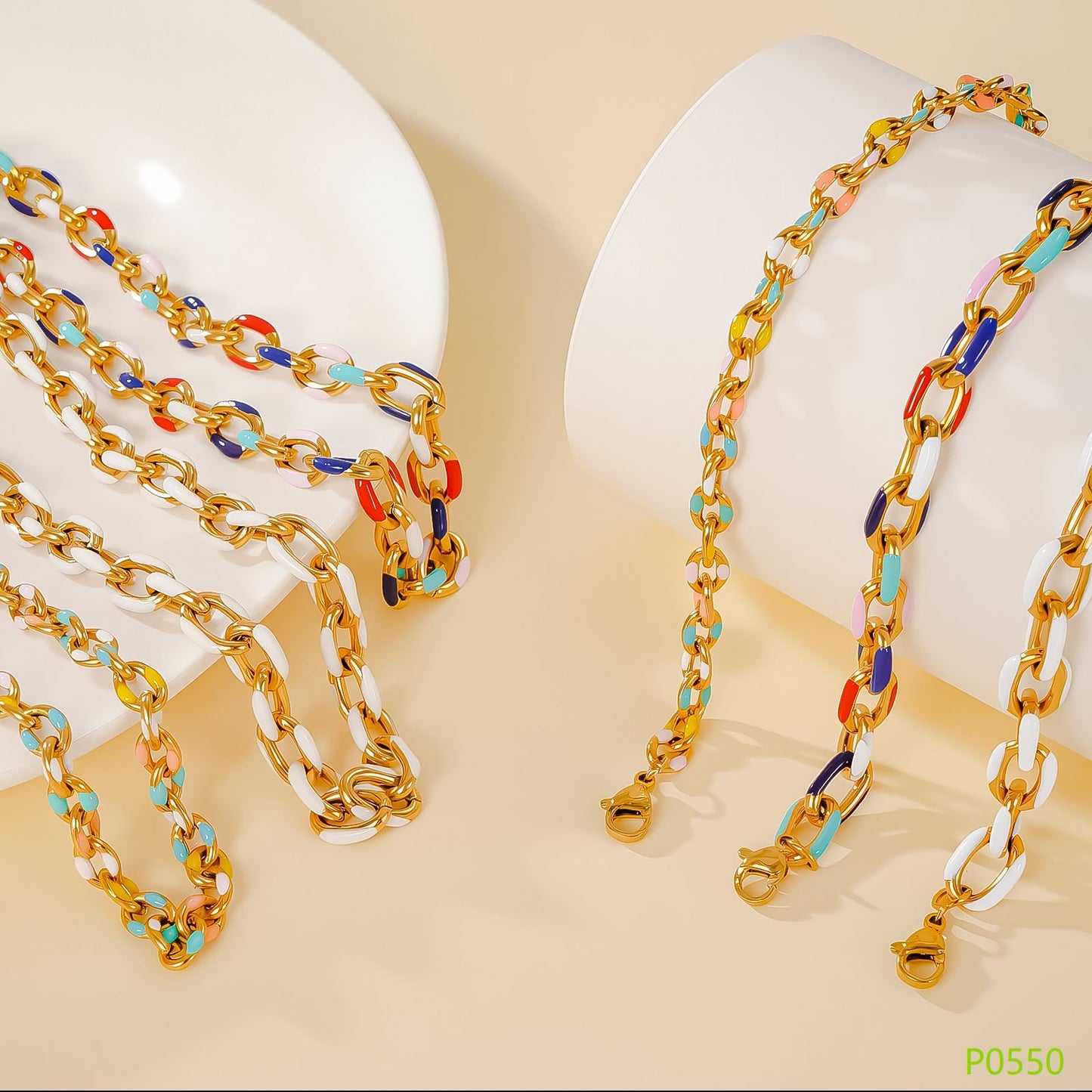 Dripping Two-piece Titanium Steel Thick Straps Jewelry Set