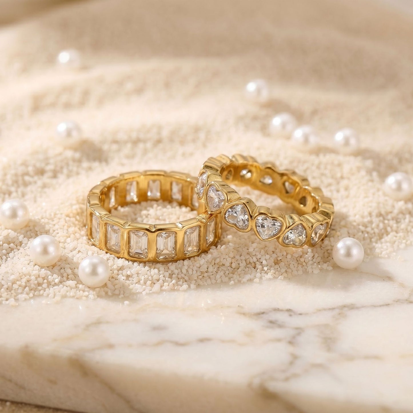 Zircon Stackable Titanium Steel Gold-plated Light Luxury Stacked Rings