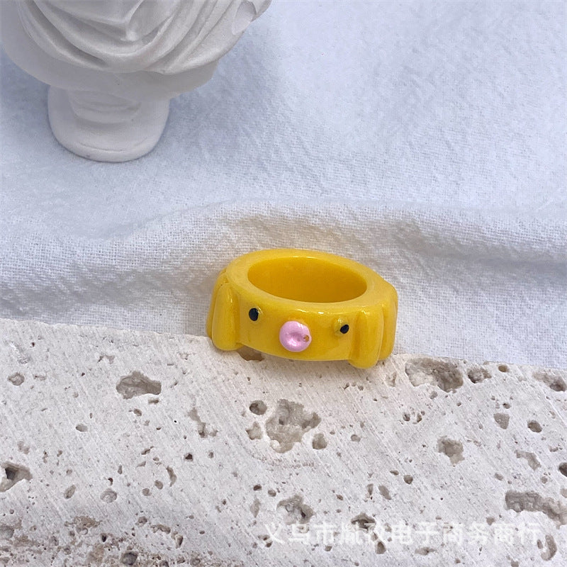 Octopus Resin Acrylic Macaron Color Cartoon Unique Rings