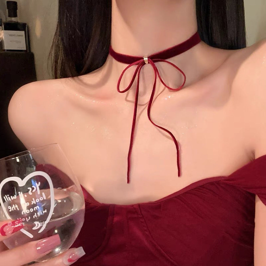 Pure Desire Style Veet Bow Clavicle Female Collar