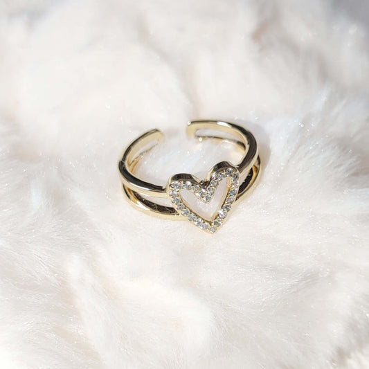 Women's Fashion Simple Hollow Double Layers Loving Heart Niche Ring