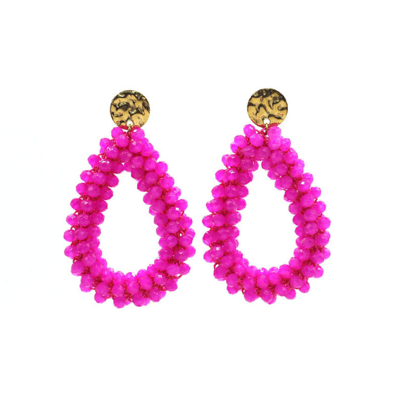 Women's Handmade Woven Crystal Fashion Water Drop Creative Bohemian Chic Earrings