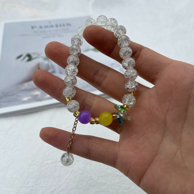 Camellia Little Daisy Crystal Girlfriends Color Glass Chipping Bracelet