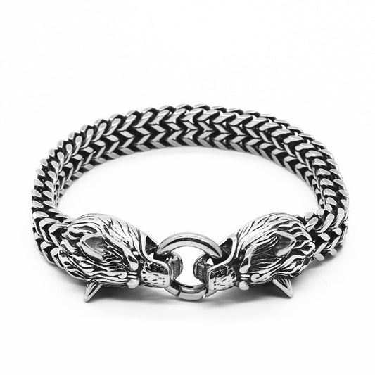 Men's Hop Nordic Domineering Wolf Head Viking Bracelets