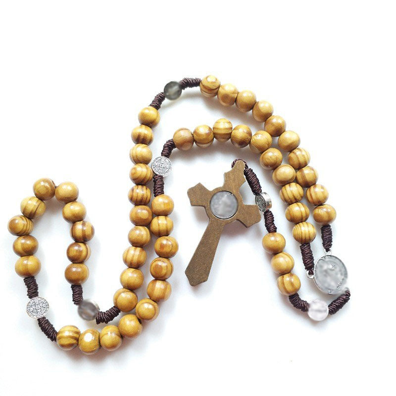 Retro Light Wooden Bead Hand-woven Beads Necklace