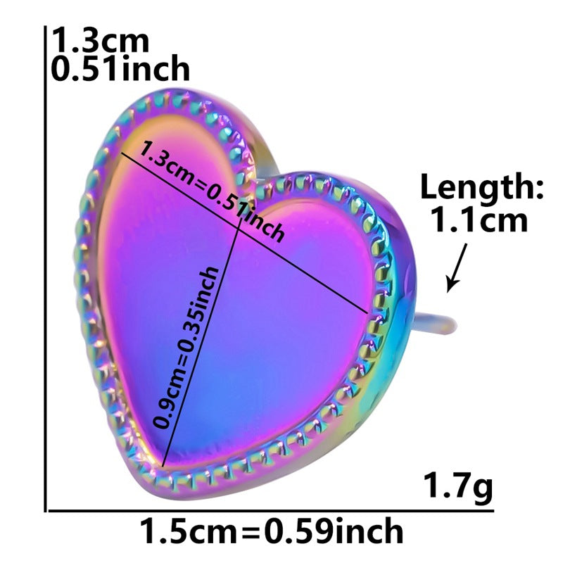 Stainless Steel Heart-shaped Base Support Titanium Piercing Stud Earrings