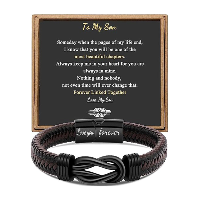 Trendy Leather Stainless Steel Twist Hand-woven Bracelets