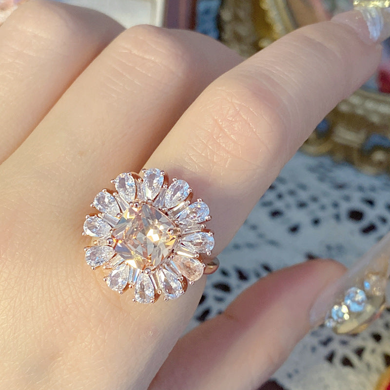 Palace Rose Golden Lace Hollow Open End Expensive Rings
