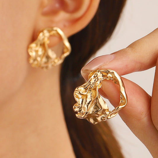 Women's Irregular Metallic Affordable Luxury Fashion Niche High Stud Earrings