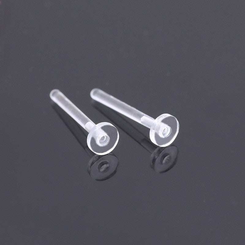 Plastic Auricular Needle Flat Ear Transparent Stud Earrings