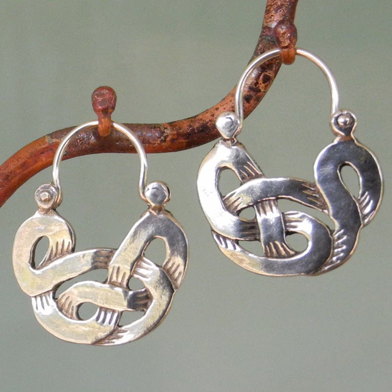 Curved Metal Ear Retro Hollow Curly Ancient Earrings