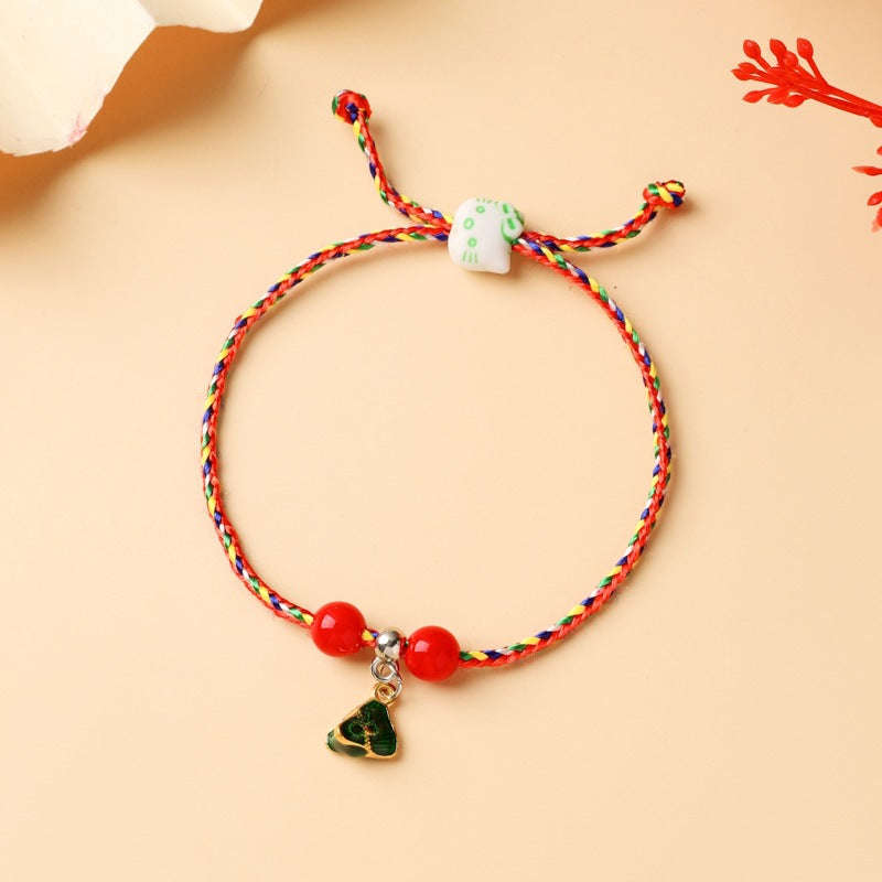 Children's Colorful Braided Rope Wrist String Safe Red Bracelet