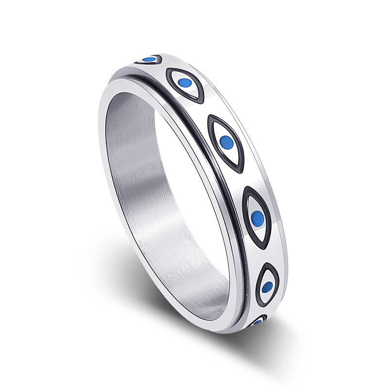 Men's Horus Eye Rotating Titanium Steel Personalized Minority Rings