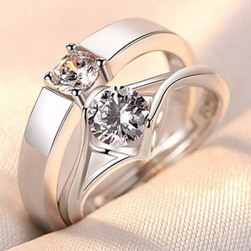 Women's & Men's Couple Simulation Diamond Opening Zircon Classic Rings