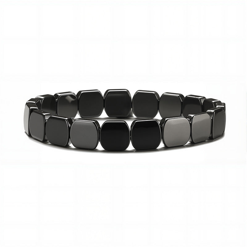 Men's Haematite Elastic String Retro Personalized Beaded Bracelets