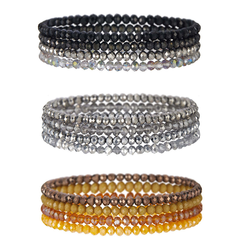 Women's String Beads Twin Elastic Niche Contrast Bracelets