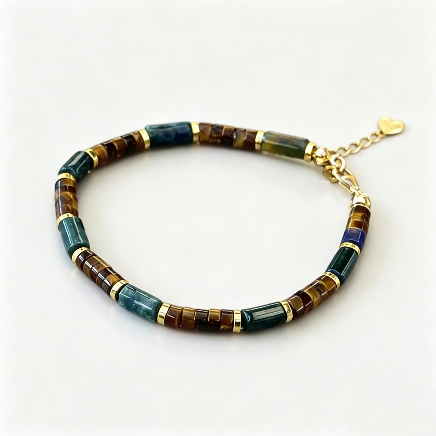 Cylindrical Stone Beaded Spacer Beads Lobster Bracelets