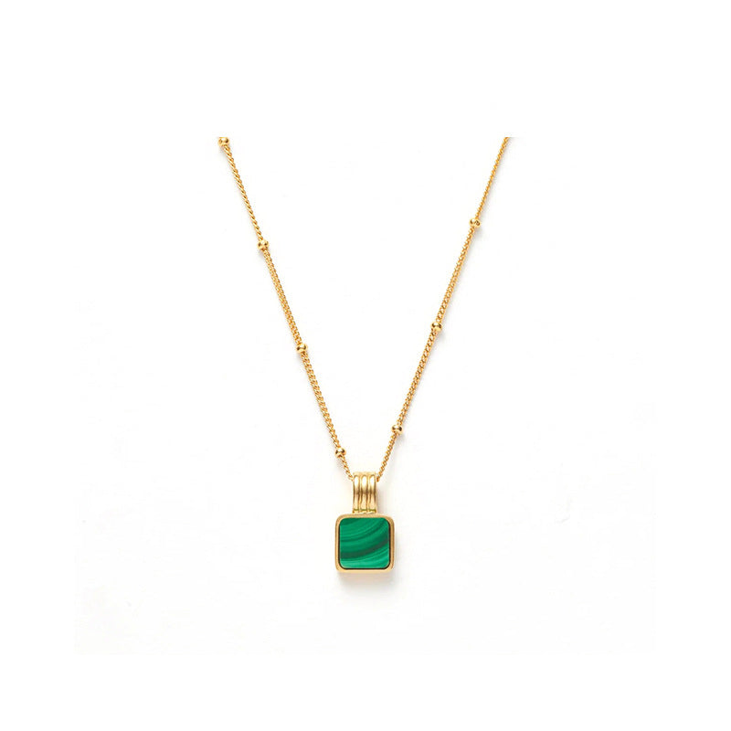 Women's Lost Romance Square Malachite Summer Small Necklaces