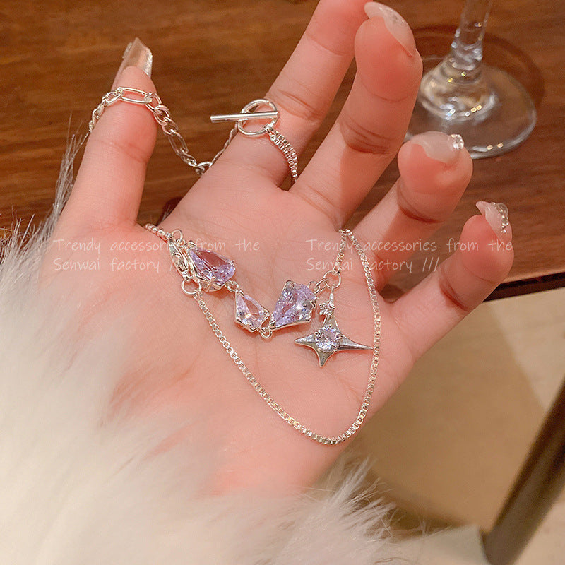 Super Flash Zircon Female Light Luxury Minority Design Sense Clavicle Necklaces
