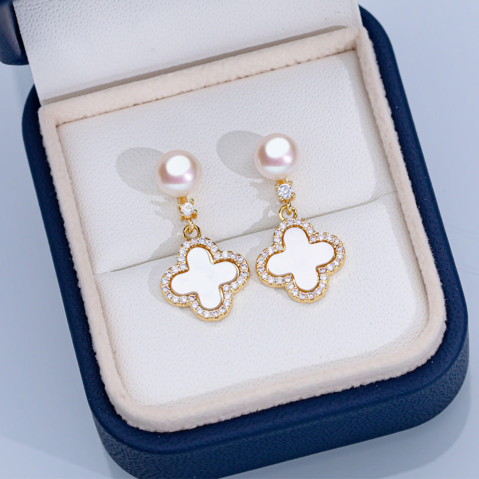 Freshwater Pearl Ear Sier Needle Light Luxury High-grade Fritillary Earrings