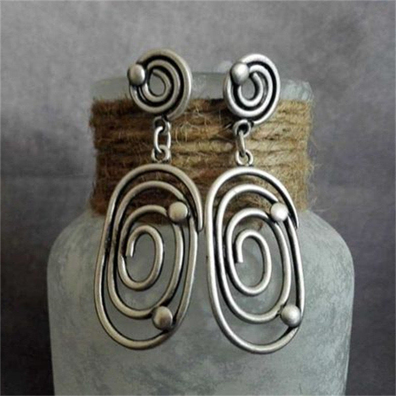 Gypsy Spiral Design Ear Vintage Geometric Earrings