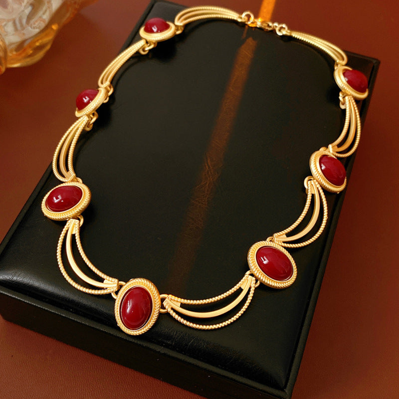 Women's Dripping Oval Tassel Exaggerated Personalized Sweater Chain Jewelry Set