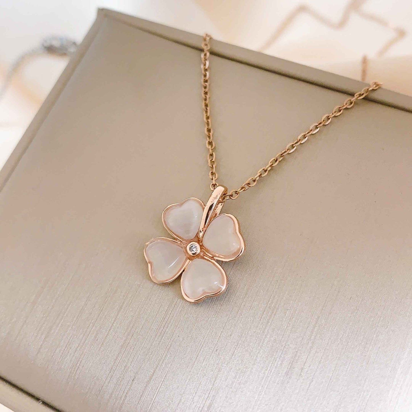 Women's Clover Cat Eye Titanium Steel Simple Necklaces