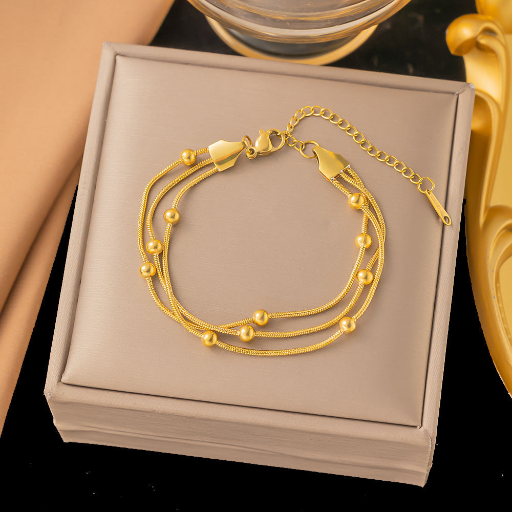 Women's Stainless Steel Gold Twin High-grade Titanium Exquisite Bracelet