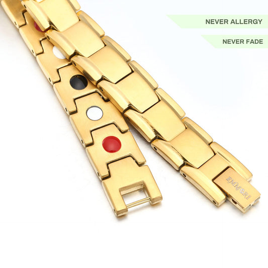 Men's Detachable Magnet Beveled Black Gold Mature Golden Bracelets