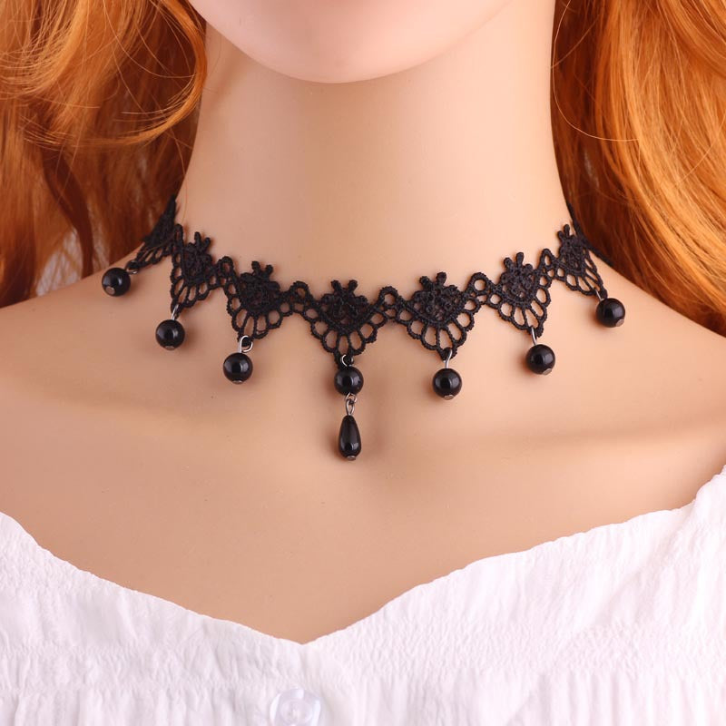 Women's Lace Sexy Clavicle Chain Black Exaggerated Neck Band Formal Collar