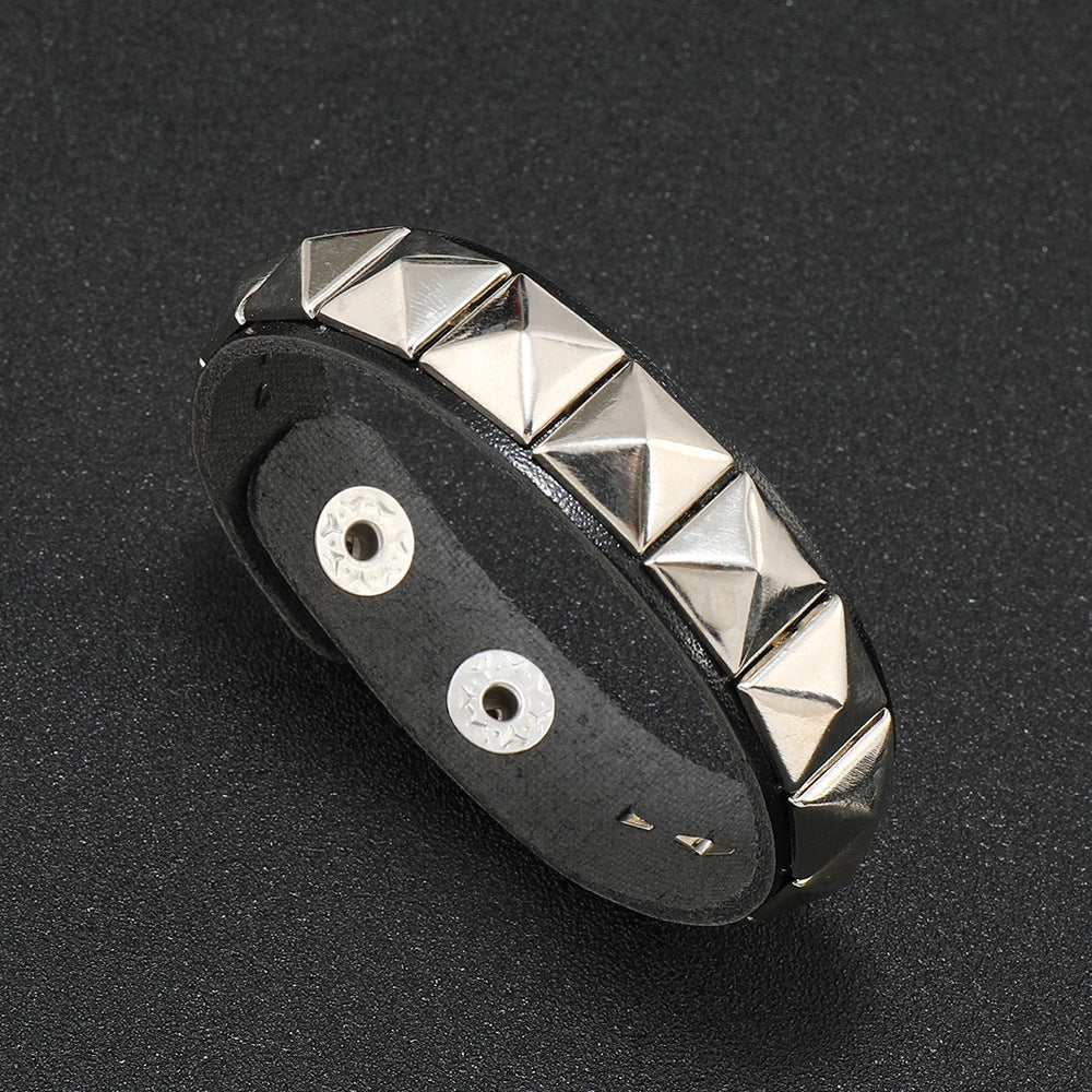 Men's Row Square Nail Personality Rivets Fashion Casual Bracelets