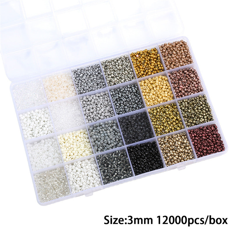 Grid Glass Color Straight Hole Bead Box Jewelry Accessories