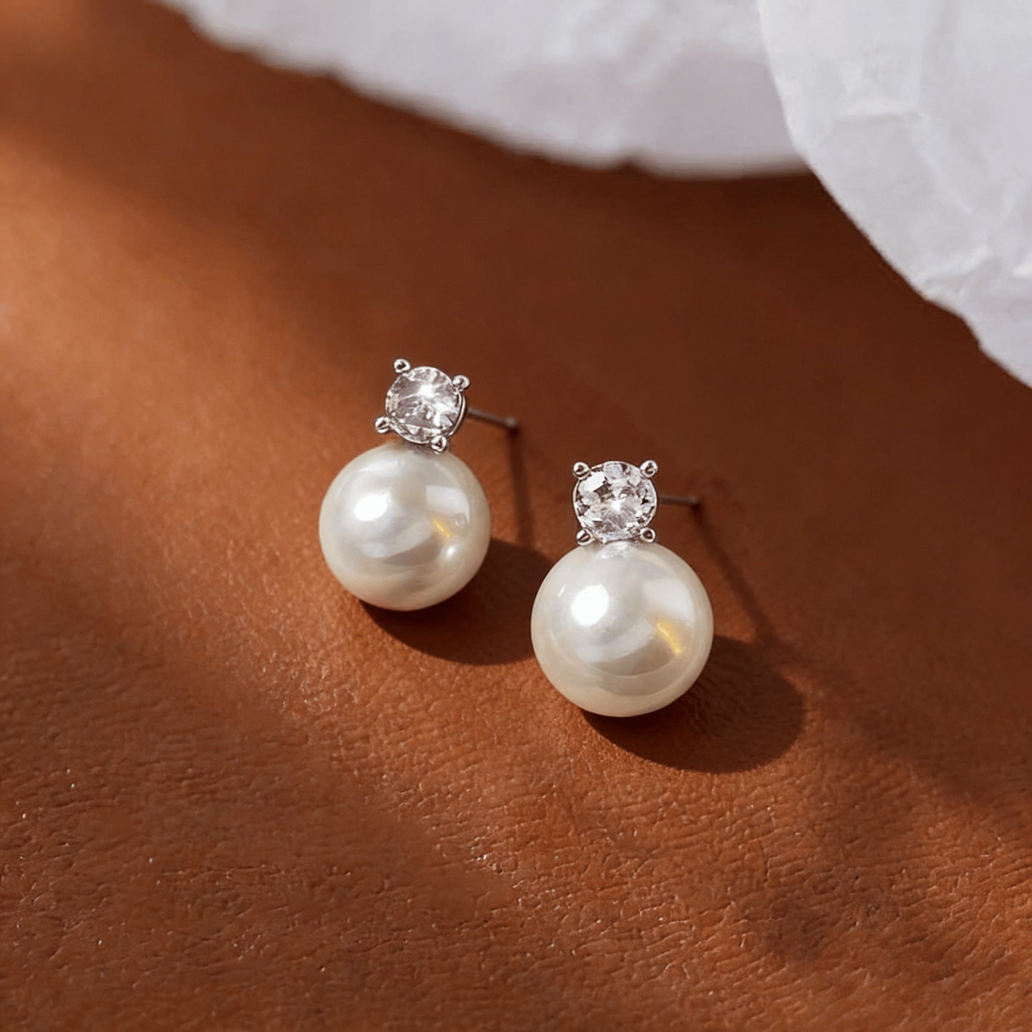 Women's Sier Diana Perfect Circle Strong Light Pearl Luxury Stud Earrings