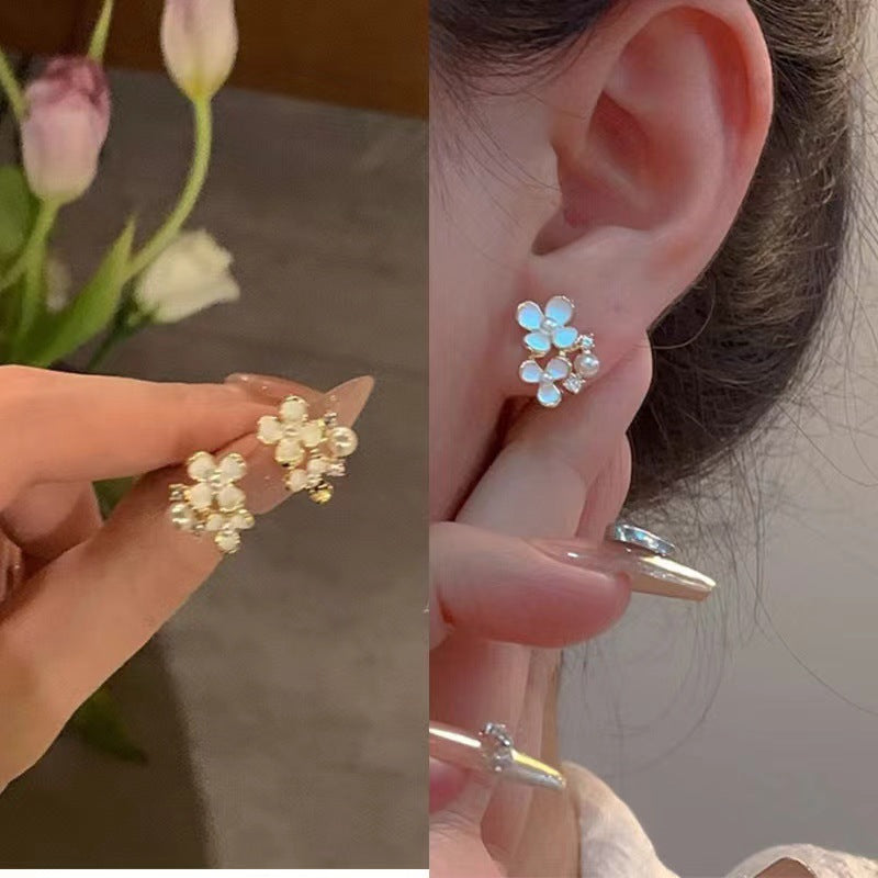Women's Summer Butterfly Flower Sier Pearl Affordable Luxury Fashion Stud Earrings