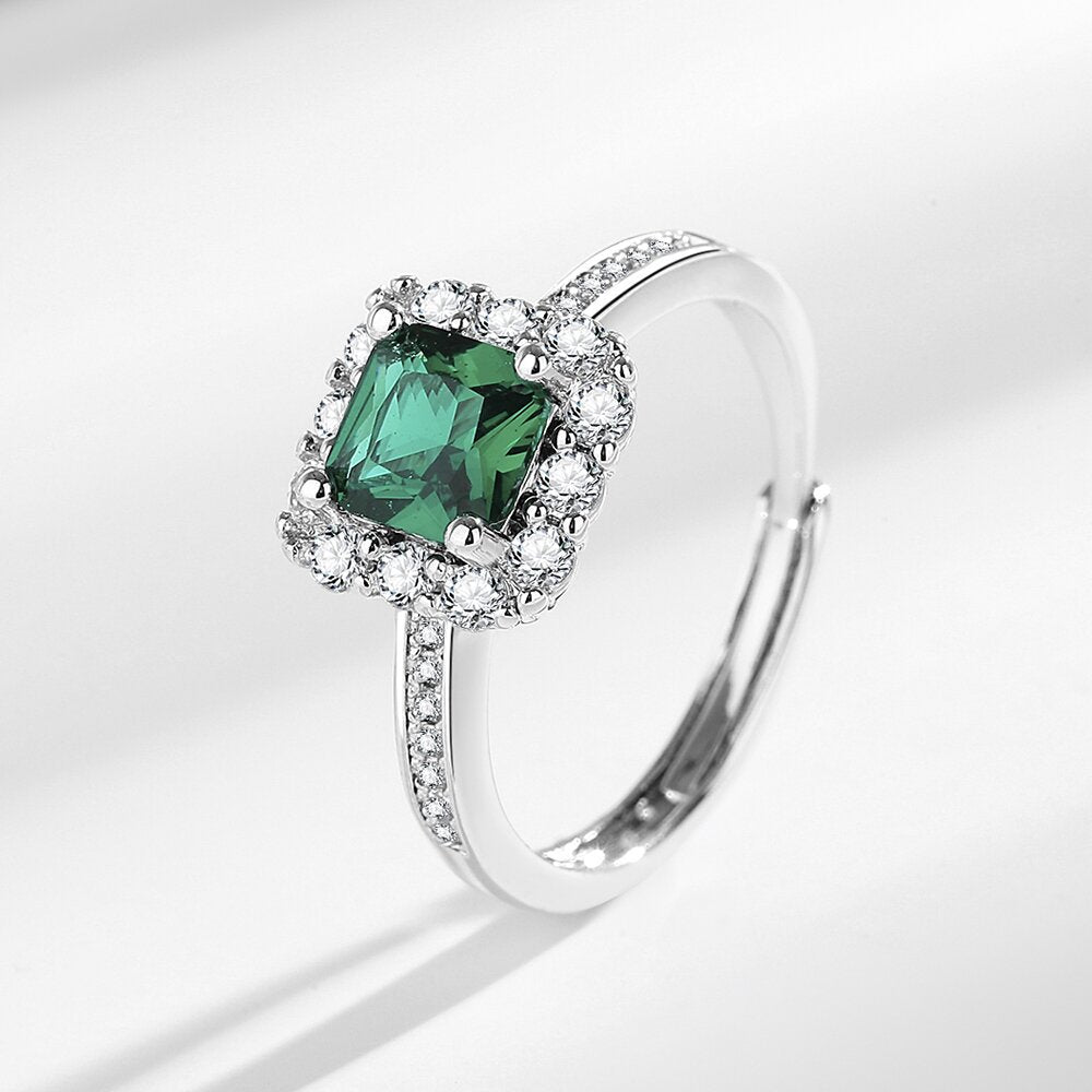 Live Simulation Emerald Small Sugar Cube Zircon Female Bride Jewelry Set