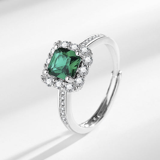 Live Simulation Emerald Small Sugar Cube Zircon Female Bride Jewelry Set