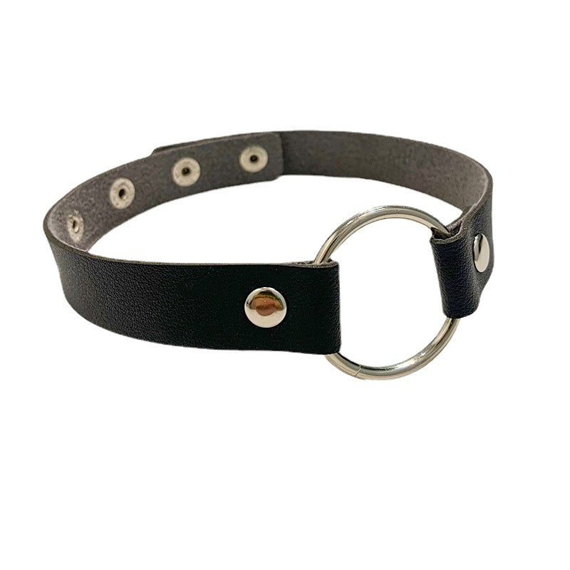 Rock Street Shooting Nightclub Leather Round Necklet Collar