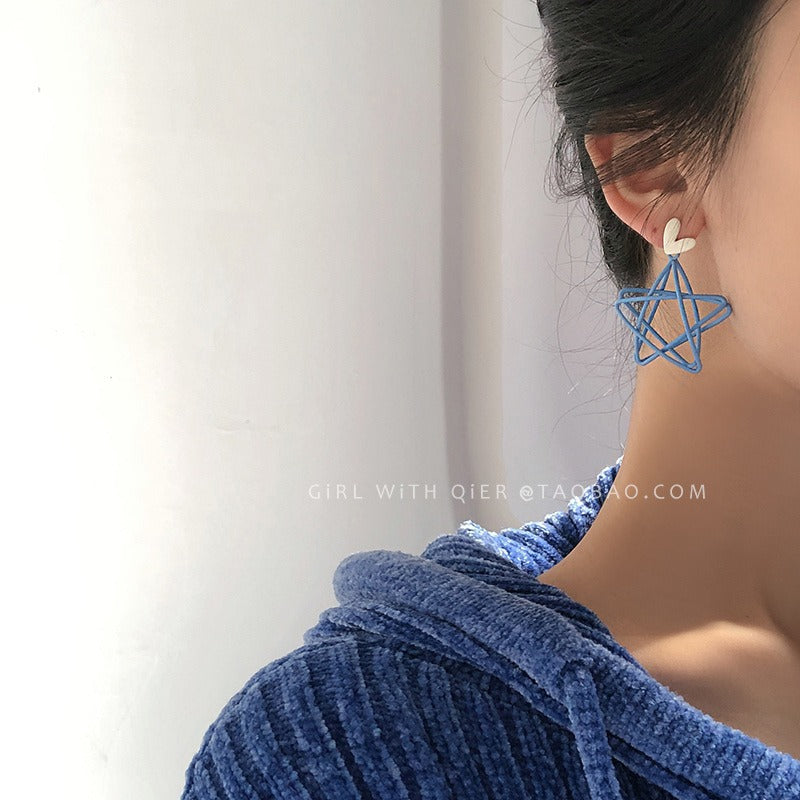 Pentagram Cute Female Ear Clip Tea Earrings