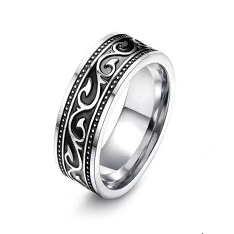 Men's Vintage Baked Fog Wen Titanium Rings