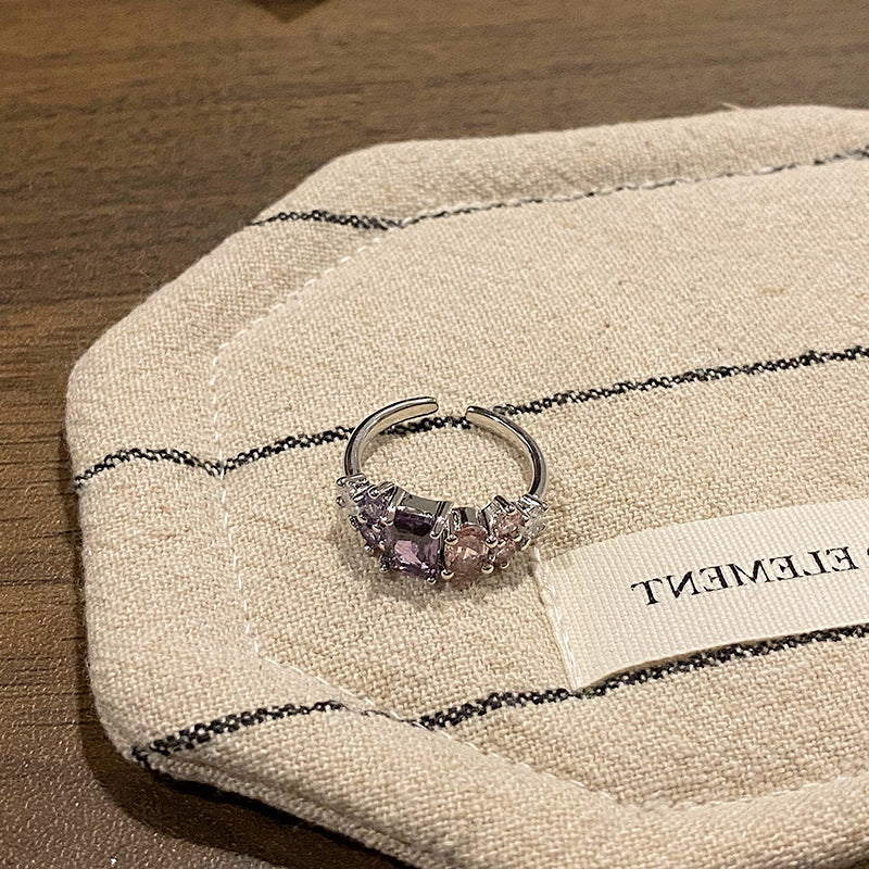 Pomegranate Dyed Fingertip Antique Gorgeous Feeling Broken Color Zirconium Female Ring