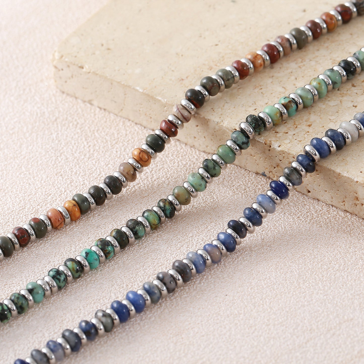 Stone African Pine Blue Pattern Red Turquoise Beaded Boho Fashion Bracelets