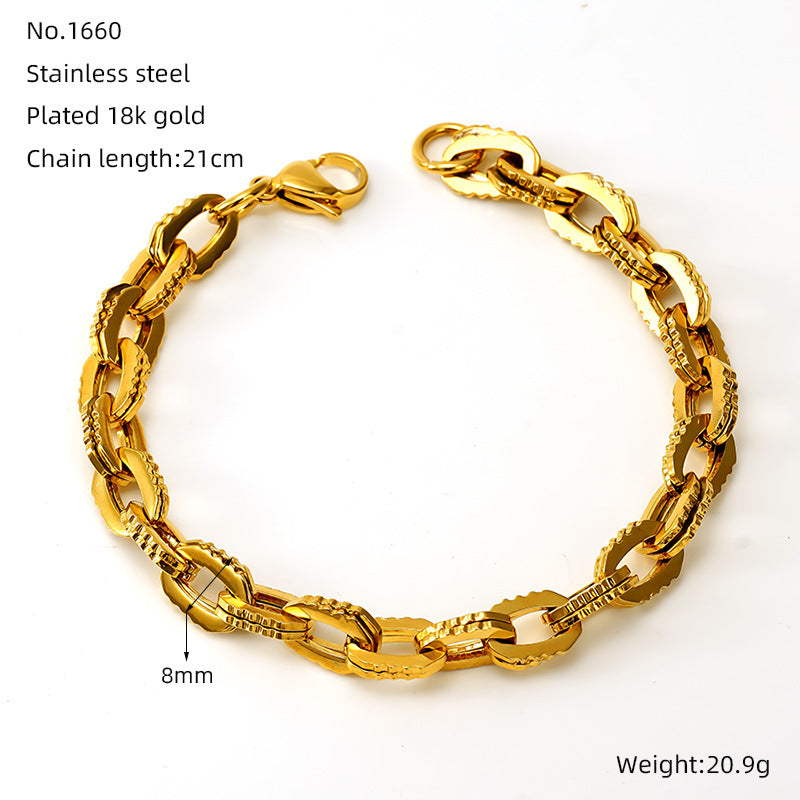 Women's & Men's Vachette Clasp Fashion Day Font Oval Bracelets