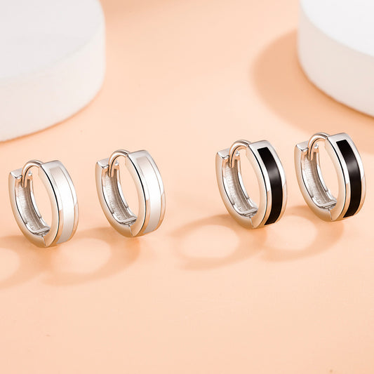 Simple Style Retro Minority Design Black White Dripping Line Ear Earrings