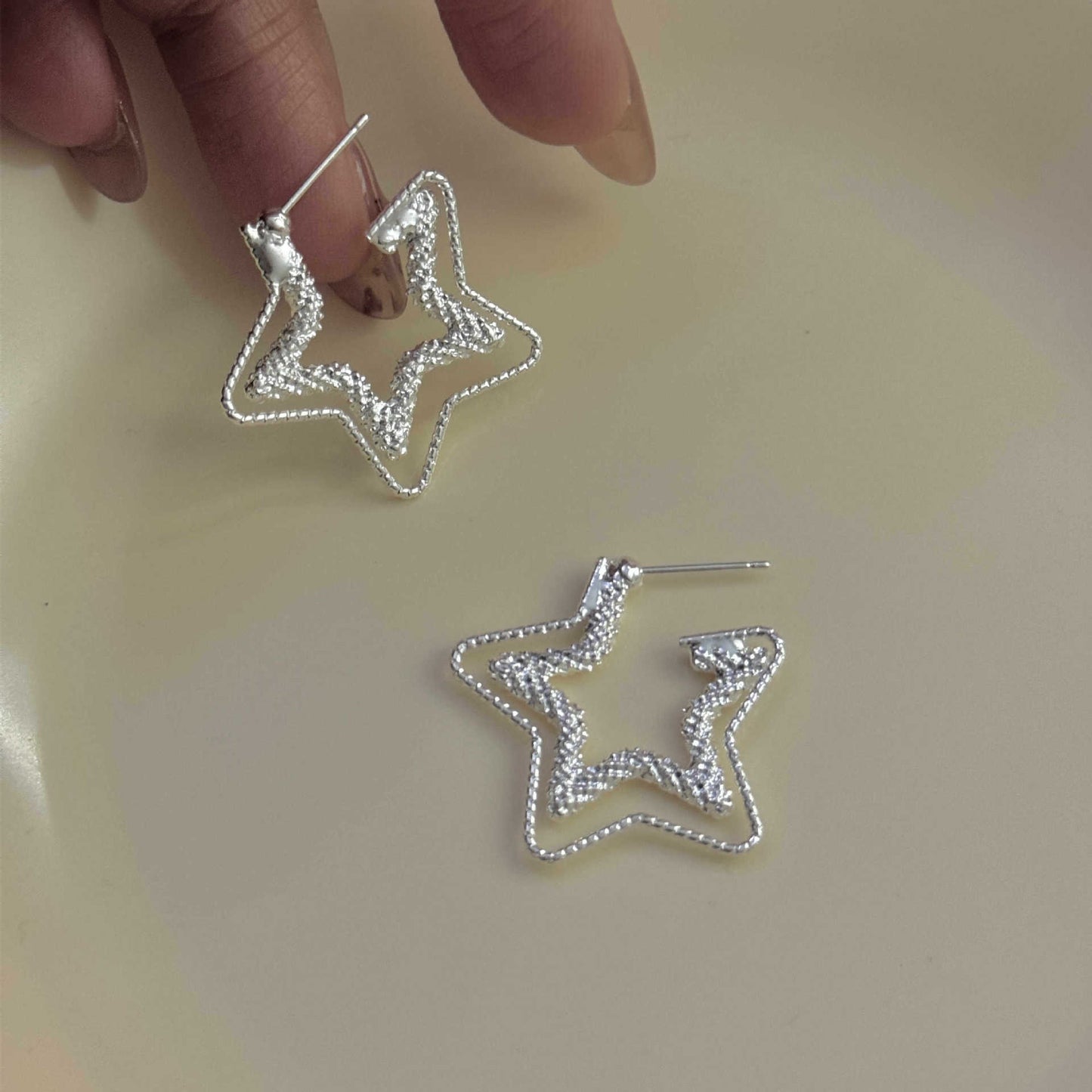 Women's Double Circles Star For Niche Design Light Luxury Everyday Joker Rings