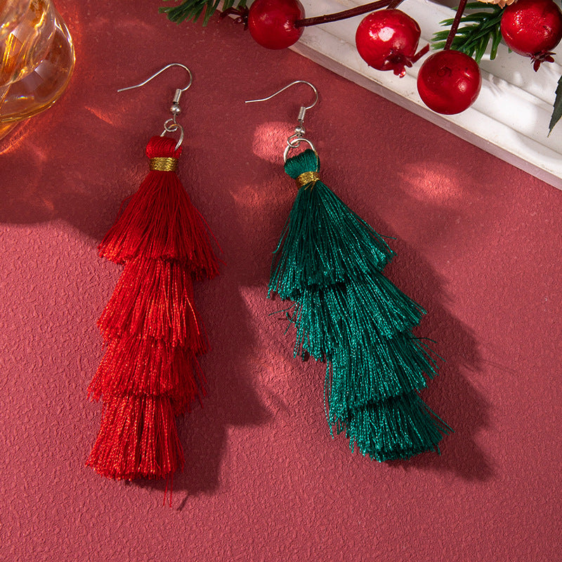 Christmas Colorful Bulb Bell Tree Ornament Earrings