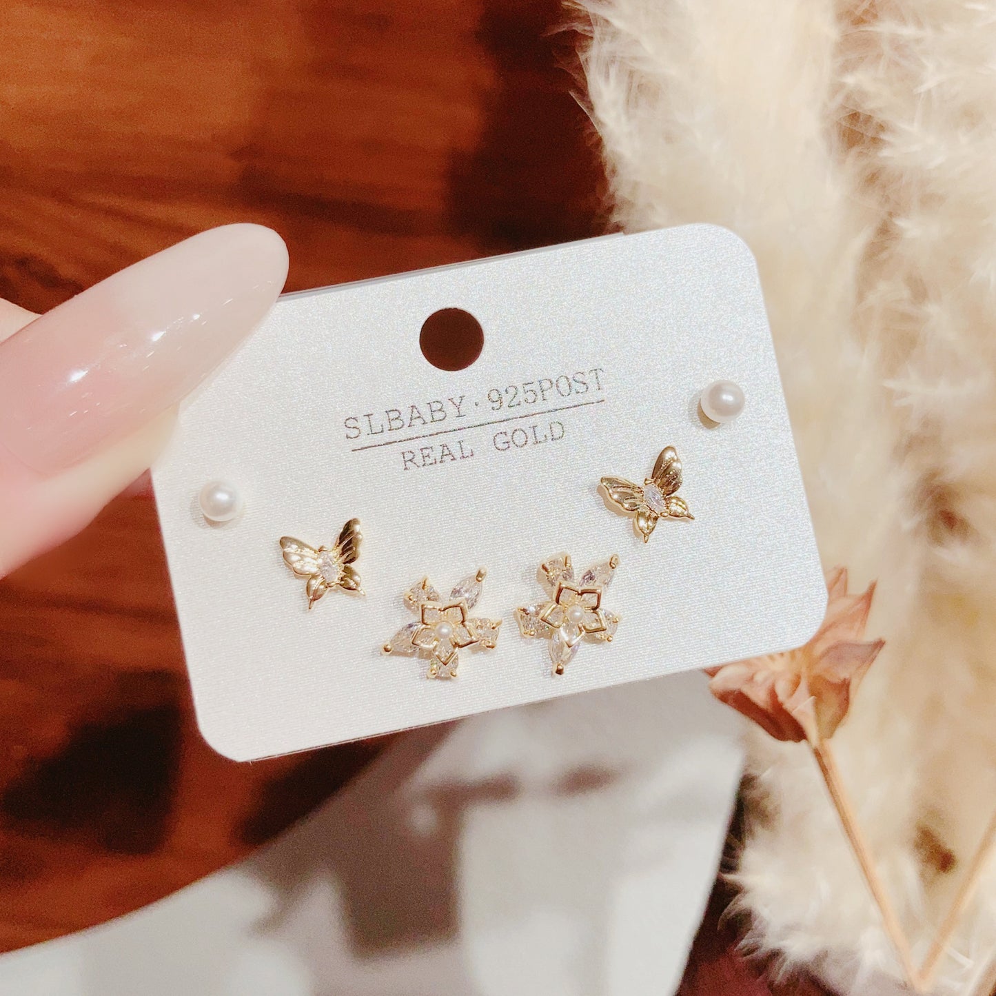 Summer Simple Style Temperament Three Pairs Of Butterfly Rings