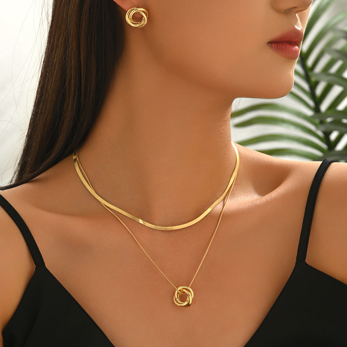 Women's Geometric Winding Design Niche For Jewelry Set