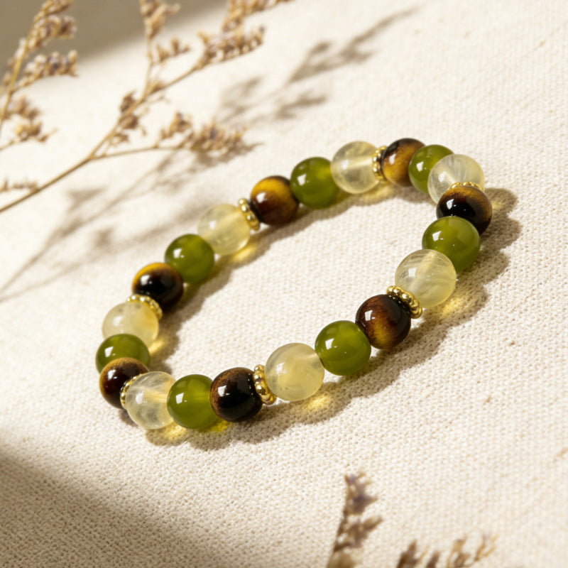 Stone Tigereye Watermelon Crystal Glass Hand Bracelet