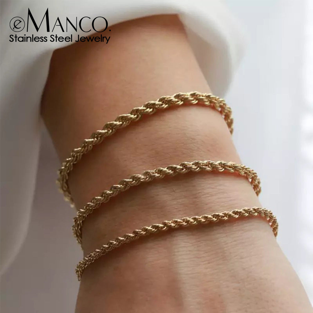 Women's American Simple Personalized Gold Twist Bracelets